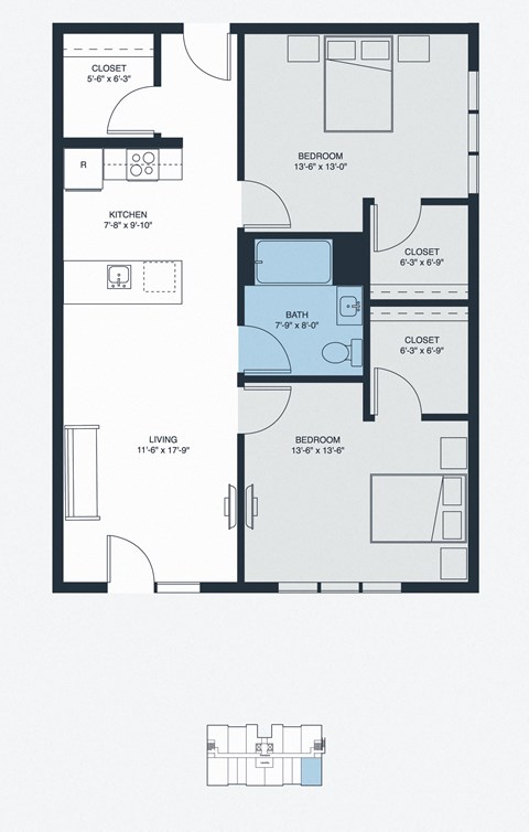 a floor plan of a home with a bedroom and a living room
